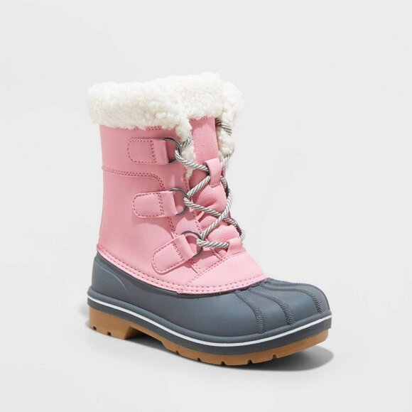 Cat & Jack Girls Faux Fur Kit Winter Boots AEX51 Pink 6 - Picture 7 of 7